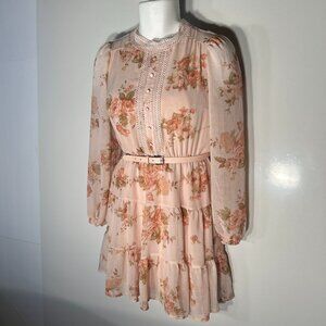 Blu Pepper SZL Pink Floral print dress Dressy Coquette Cottage Romantic Feminine